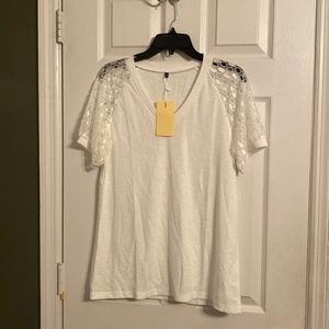 HAOMEILI Women’s Long/Short Sleeve Tops Lace Shirt Casual Loose T Shirts Blouses